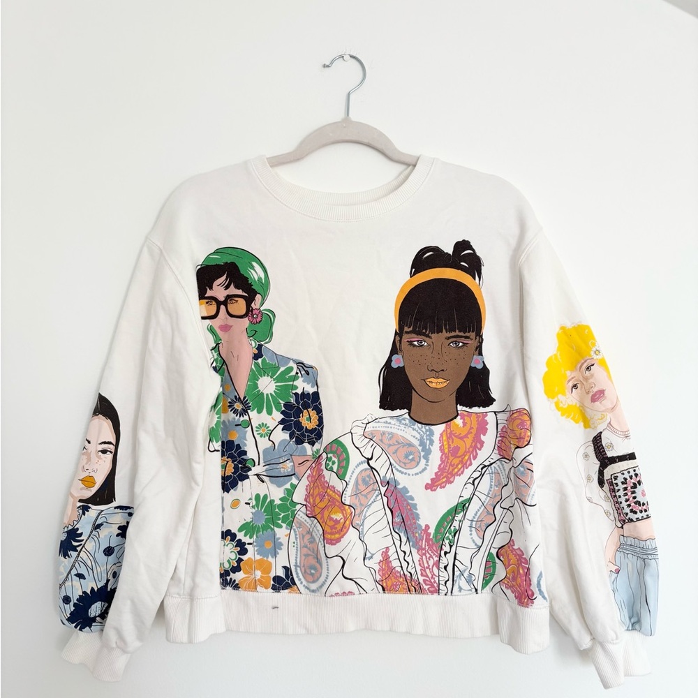 Zara Graphic Crew with Multicolor Portraits